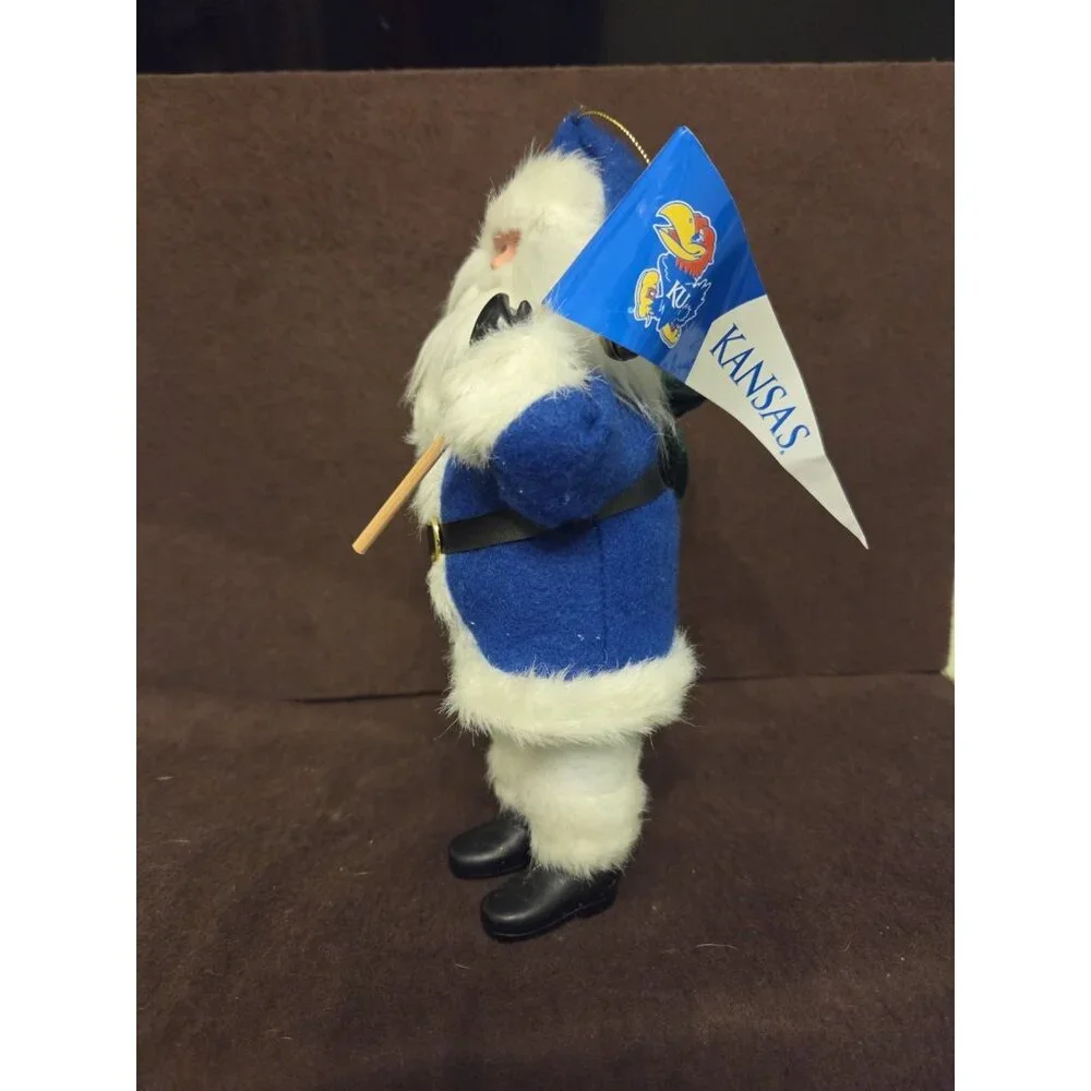 University of Kansas KU Jayhawk Santa Christmas Ornament Display 9.5‎ Inches